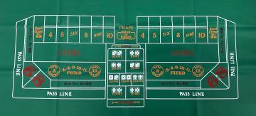 Craps Layout: 3ft x 6ft, Home-Style (Felt)